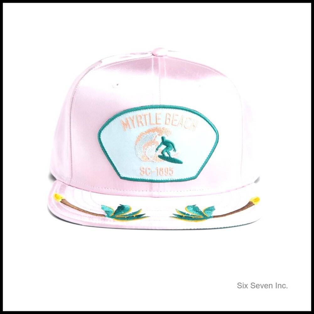 Satin Baseball Cap Flat Brim Snap Closure Travel Inspired City Cap